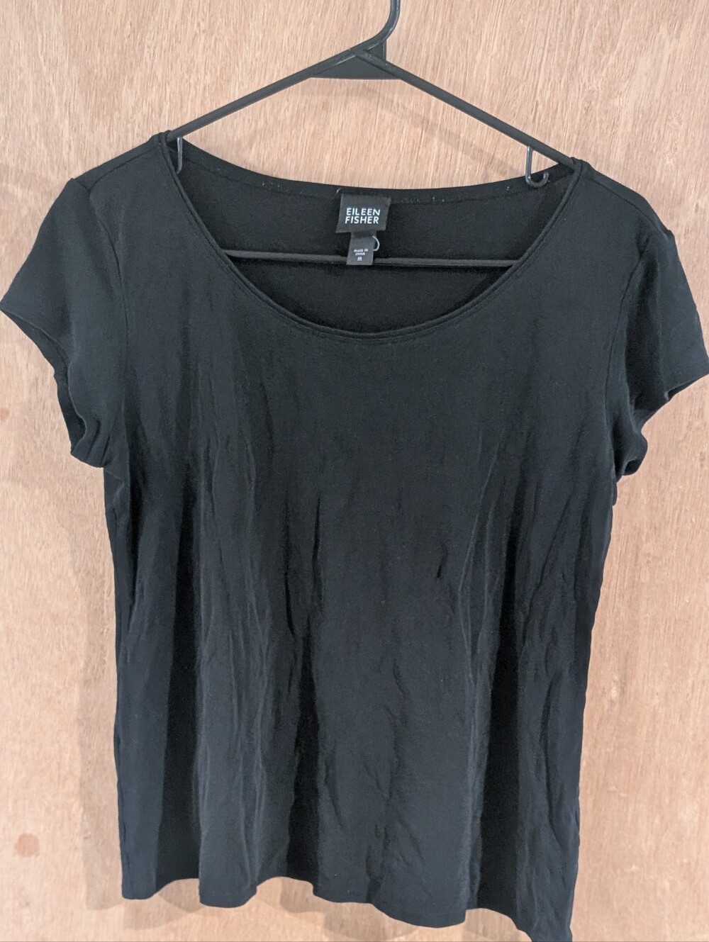 Eileen Fisher Black Scoop Neck Short Sleeve Tee